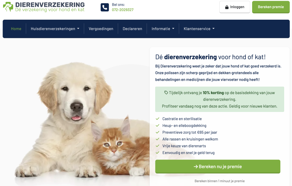 Dierenverzekering.nl website